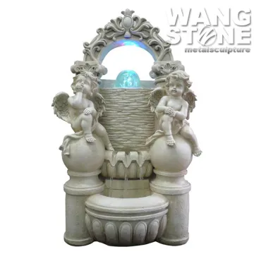 Marble Stone Floating Ball Angel Water Fountain Indoor