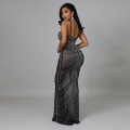 women's polyester net hot diamond evening dress