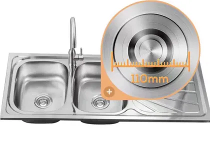 Stainless steel sink with two sinks