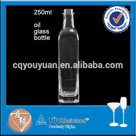 Square Clear olive oil glass bottle 250ml