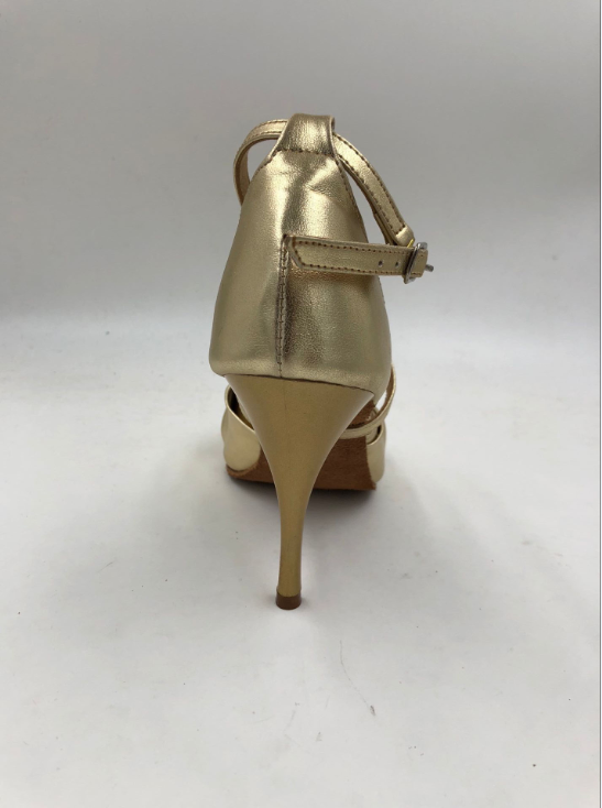 Womens Gold Leather Latin Shoes