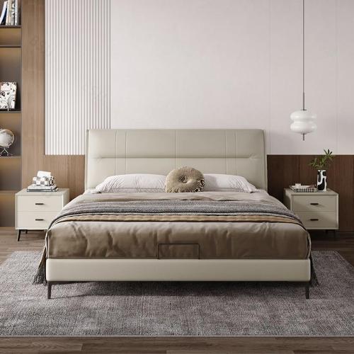 Cama estofada luxuosa com design moderno