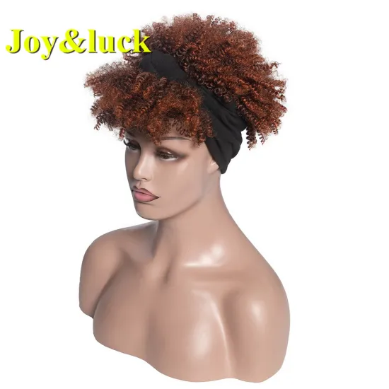 Black Women Scarf Wig Ladies Hair Black Hairband Woman Afro Ombre Brown Hair Short Kinky Curly Headband Wig Synthetic Hair Wigs