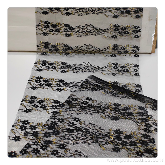 Black gold lurex lace fabric latest cheap quality african lace soft touch