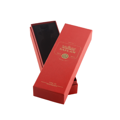 Red wine box gold foil logo with space