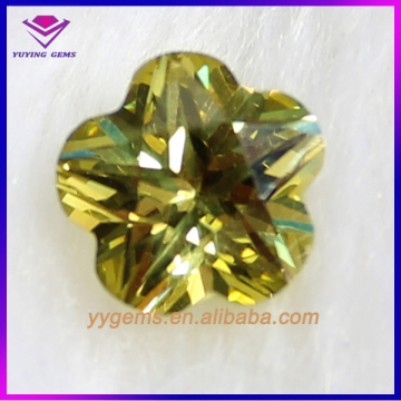 High Quality Light Yellow Flower Shape Cubic Zirconia Price Made In China