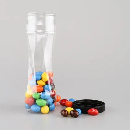 Wholesale Clear Plastic M&M Chocolate Bottles with Lids in 250ml and 400ml Sizes