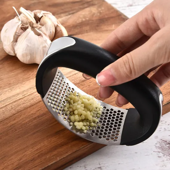 Professional Kitchen Tool Set: Stainless Steel Garlic Crusher, Ginger Chopper, Peeler, and Garlic Press with Rocker Handle