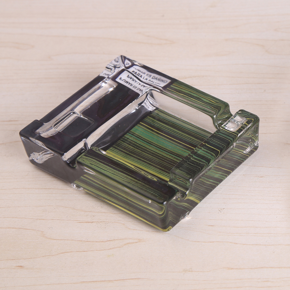 glass Square Decal Ashtray