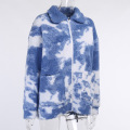 Custom Ladies Sherpa Jacket Tie Dye Fleece Coat