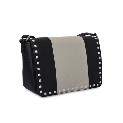 Fashion Cow Leather Matching Rivet Crossbody Satchel Bags