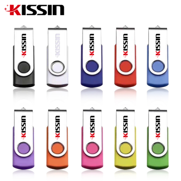 KISSIN Rotating Mini Metal USB Flash Drives - 1GB to 64GB with Custom Logo