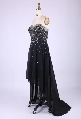 Black Chiffon Sweetheart A-Line Bridesmaid Dresses