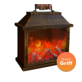 Chimenea LED con luz de fuego parpadeante, batería