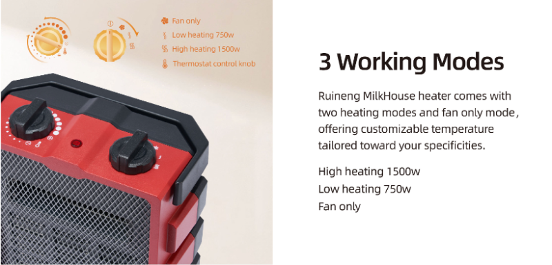 New Design Fast Heating Overheating Protection Milk House Utility Space Fan Portable Mini Electric Garage Heater with Handle