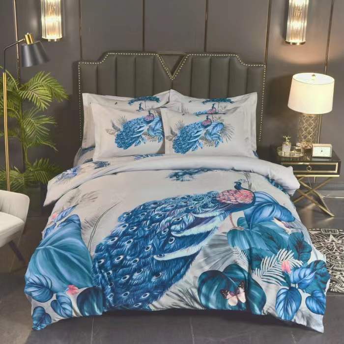 Bright color flower printed bedding set