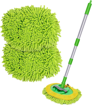 Long Handle Car Wash Brush Mop Cleaning Kit with Chenille Sponge and Microfiber Mop Head