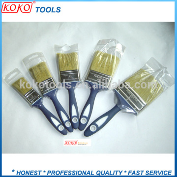 Double color 100% pig bristles paint brush with plastic handle