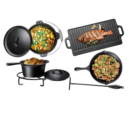 Restaurant kitchen Korean Rectangular Custom maet fish Baking Pan Cast Iron Griddle Pans BBQ Pan Grill Plate Topper