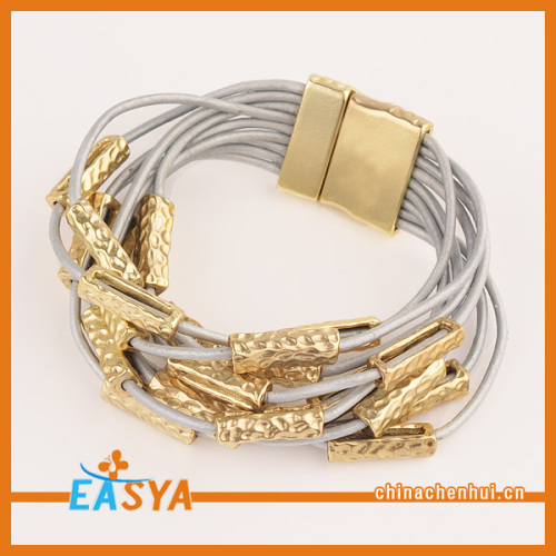 Vente chaude or Bracelet multicouche haute qualité Bracelet multicouche gris argent