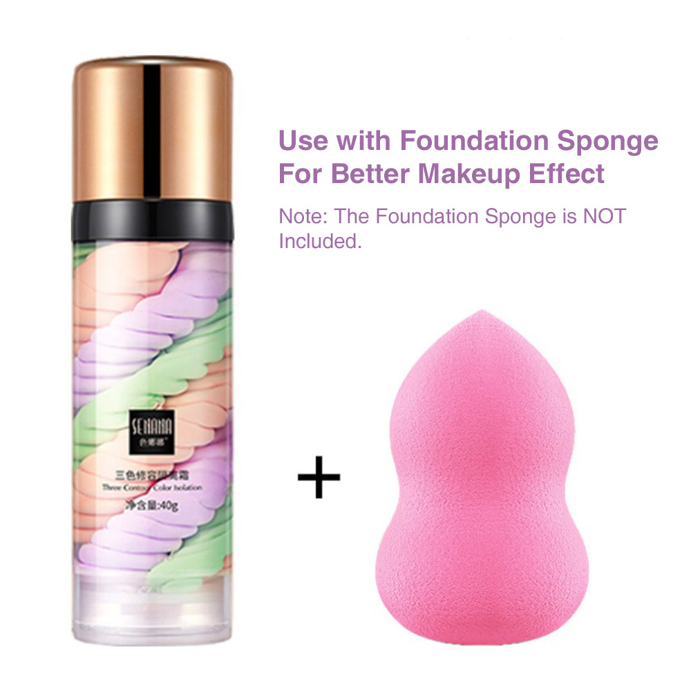 3 in 1 Concealer Base Primer Rainbow Tricolor Full Cover Makeup Liquid Invisible Pore Concealer Facial Moisturizing Cosmetics