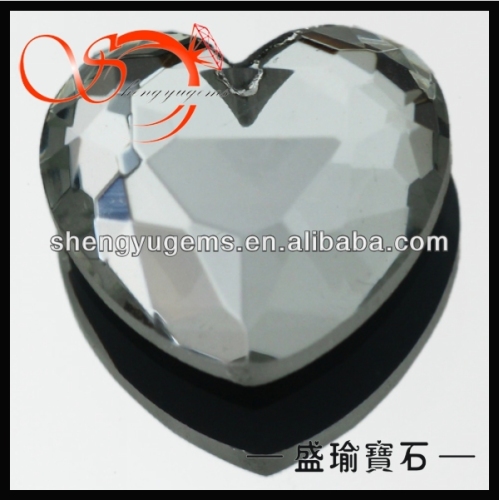 fashionable white heart shape mirror glass gemstone for jewelry making