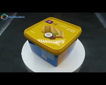 Eco friendly rectangle bucket biscuit cookie with lid