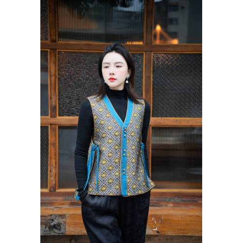 Chaleco con nudo de mariposa y brocado Shisanchai Nitre Flame Shu