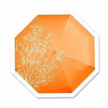 3 Fold Manual Umbrella, Measures 21-inch x 8K, Made of Aluminum Shaft and Frame, with FRP Ribs