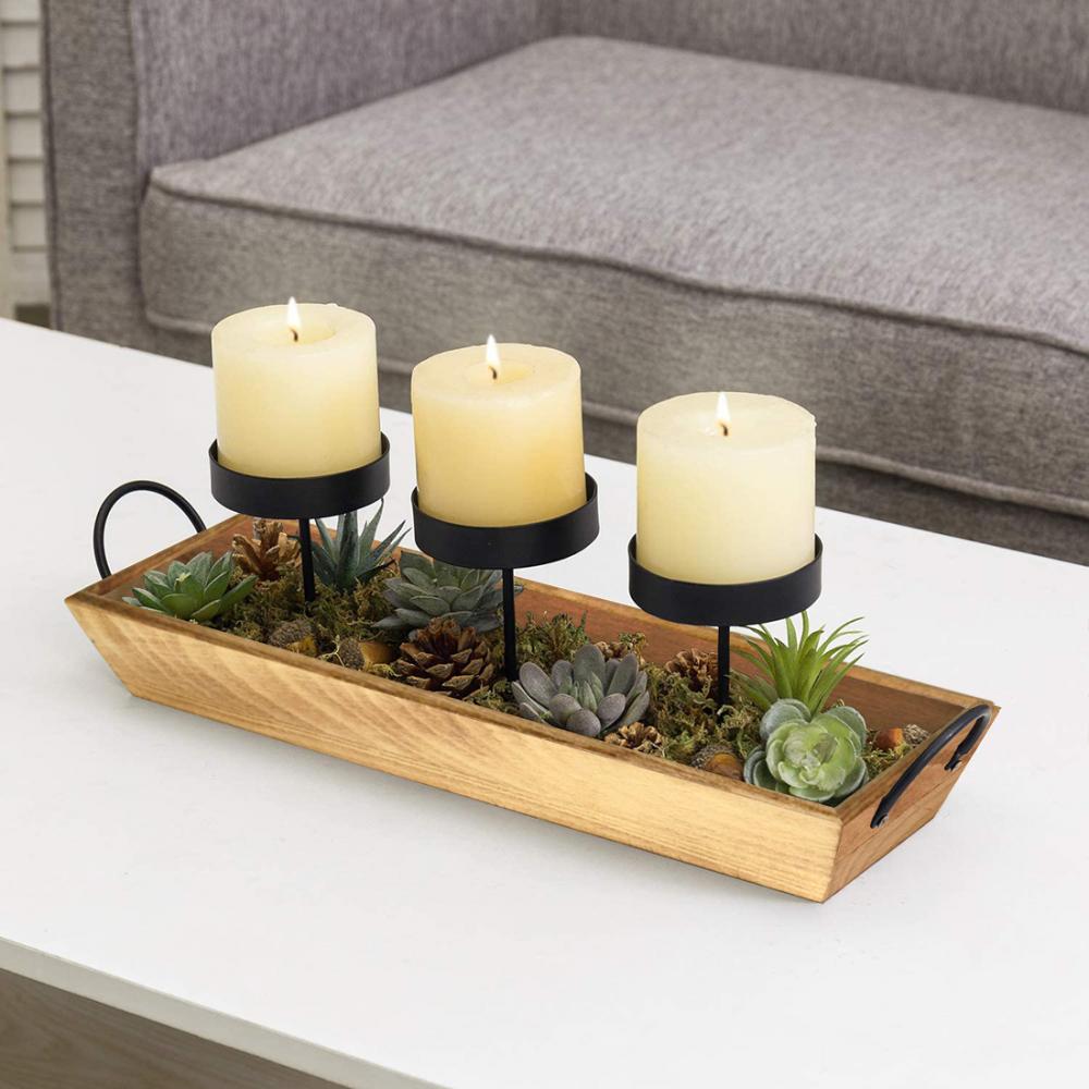 Large Wooden Pillars Candle Stand