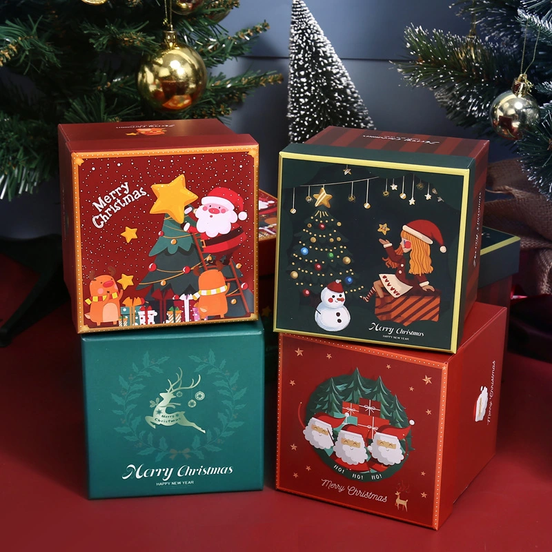 Partido personalizado de Santa Claus Regalo impreso Empacaje de Navidad Bolsa de papel Kraft con manijas