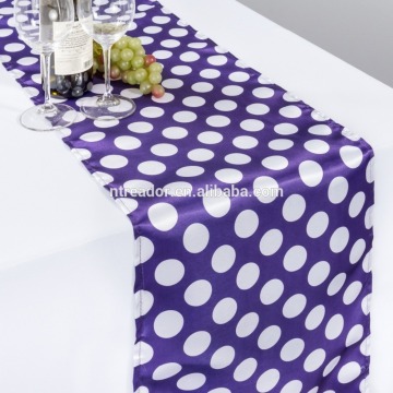 satin polka dot table runner purple white