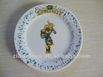 7" White porcelain soup plate with full printing for promotion