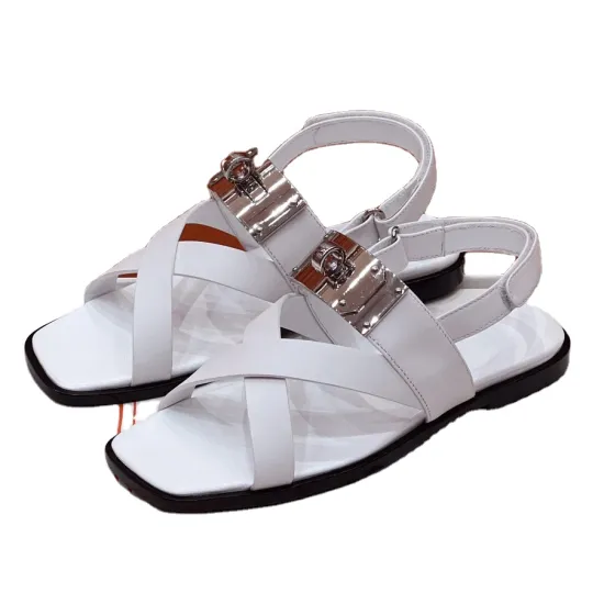 Summer 2024: Stylish Large Size 42 Flat Sandals for Women - Explore the Latest Square Toe Cross Strap Designer Slippers and Beach Shoes