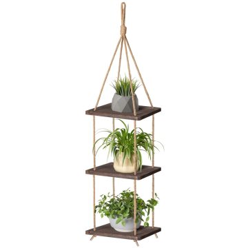 3 Tier Hanging Plant Shelf with Jute Rope