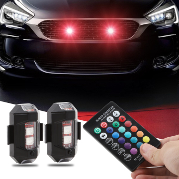 RGB Color LED Aircraft Strobe Light with Remote USB Charging for Motorcycle & Car