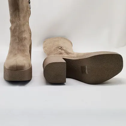 Autumn New Women's Mid-Tube High Boots: Fashion Casual Long Tube Over-the-Knee Thick-Soled Boots