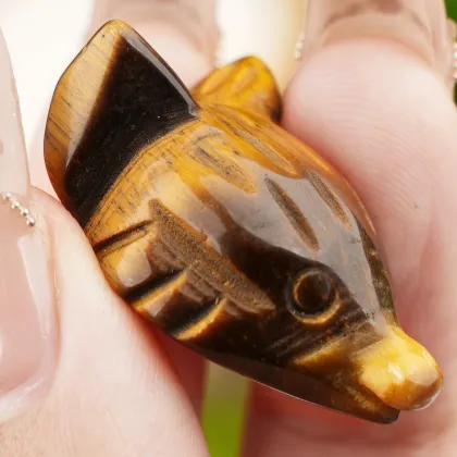 Gemstone Engraved Fox Head Pendant Ornament Natural Stone 1.0Inch Fox Head Handmade Craved Animal Ornament