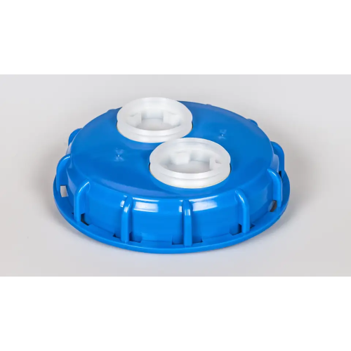 Blue IBC Lid With Two Hole