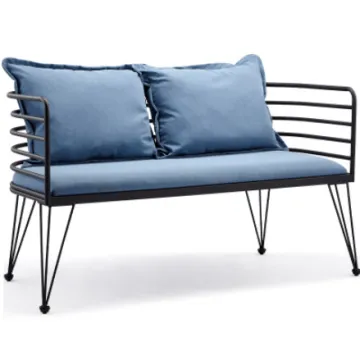 Modern Contract Furniture: 2 Seater Lounge Sofa with Black Metal Frame and Fabric Upholstery