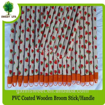 Factory manufacture PVC coated wood broom sticks
