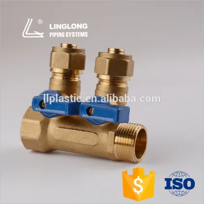 Brass forged water manifold for floor heating