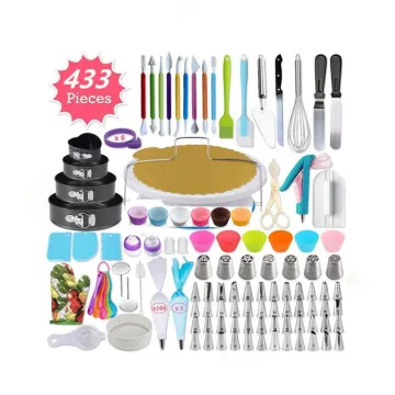 2020 Factory Plastic Cake Decoration 433 Pcs Kit - Icing Nozzles, Turntable & Baking Supplies