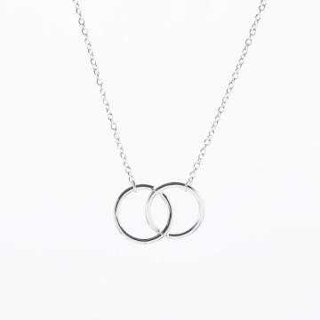 Double Circle Simple Geometric Necklace Gold Silver Double Ring Alloy Pendant Stainless Steel Ladies Jewelry Gift
