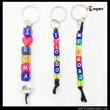 Acrylic alphabet Beads Medjugorje Keychain
