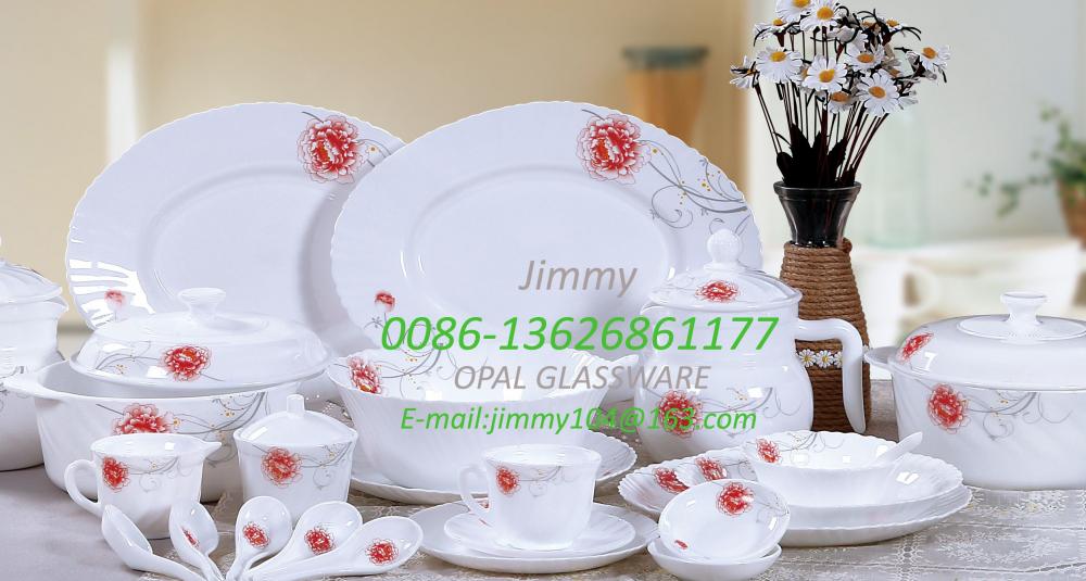 White Jade Glass Dinner Set