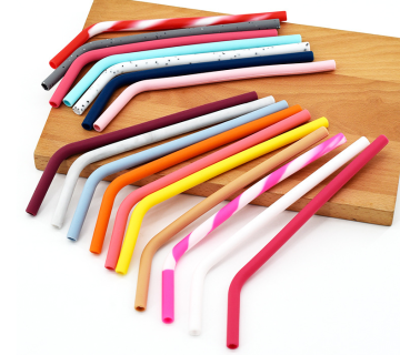 Reusable Bent Silicone Drinking Straws Long Drink Straws