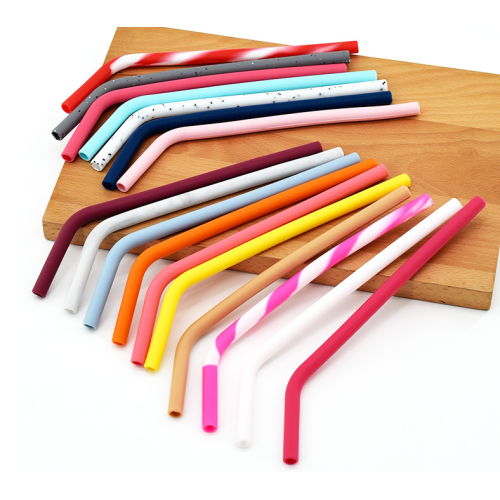 Återanvändbar Bent Silicone Drinking Straws Long Drink Straws