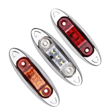 Lampu penunjuk sampingan 3led kalis air untuk kereta, trak, treler, dan lori: lampu isyarat merah/putih/kuning