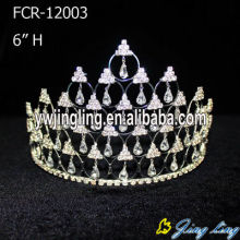 Coronas de concurso de bling rhinestone alto de 6 pulgadas